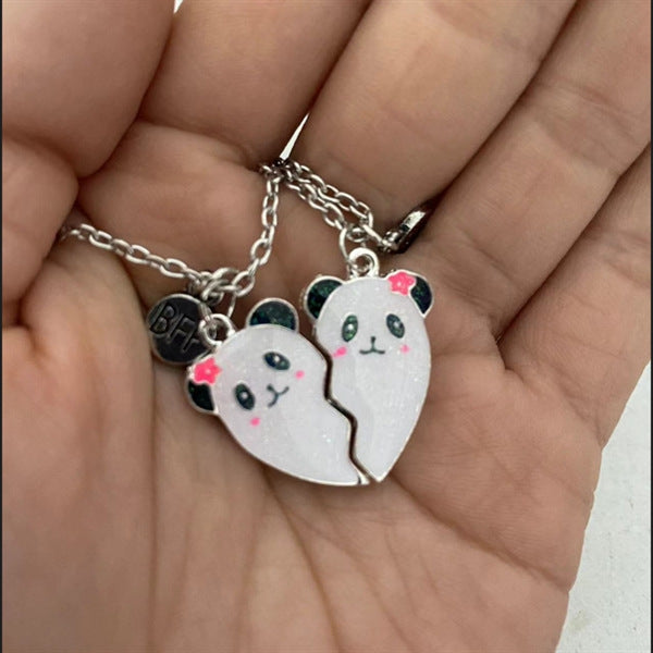 Wholesale Cartoon Cat Fox Avocado Love Stitching Magnetic Necklace